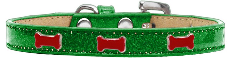 Red Bone Widget Dog Collar Emerald Green Ice Cream Size 20